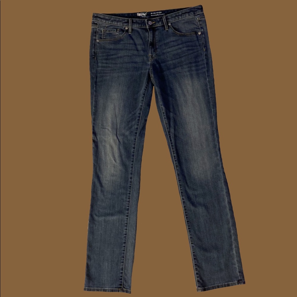 Mossimo mid-rise straight blue jeans 14/32 long